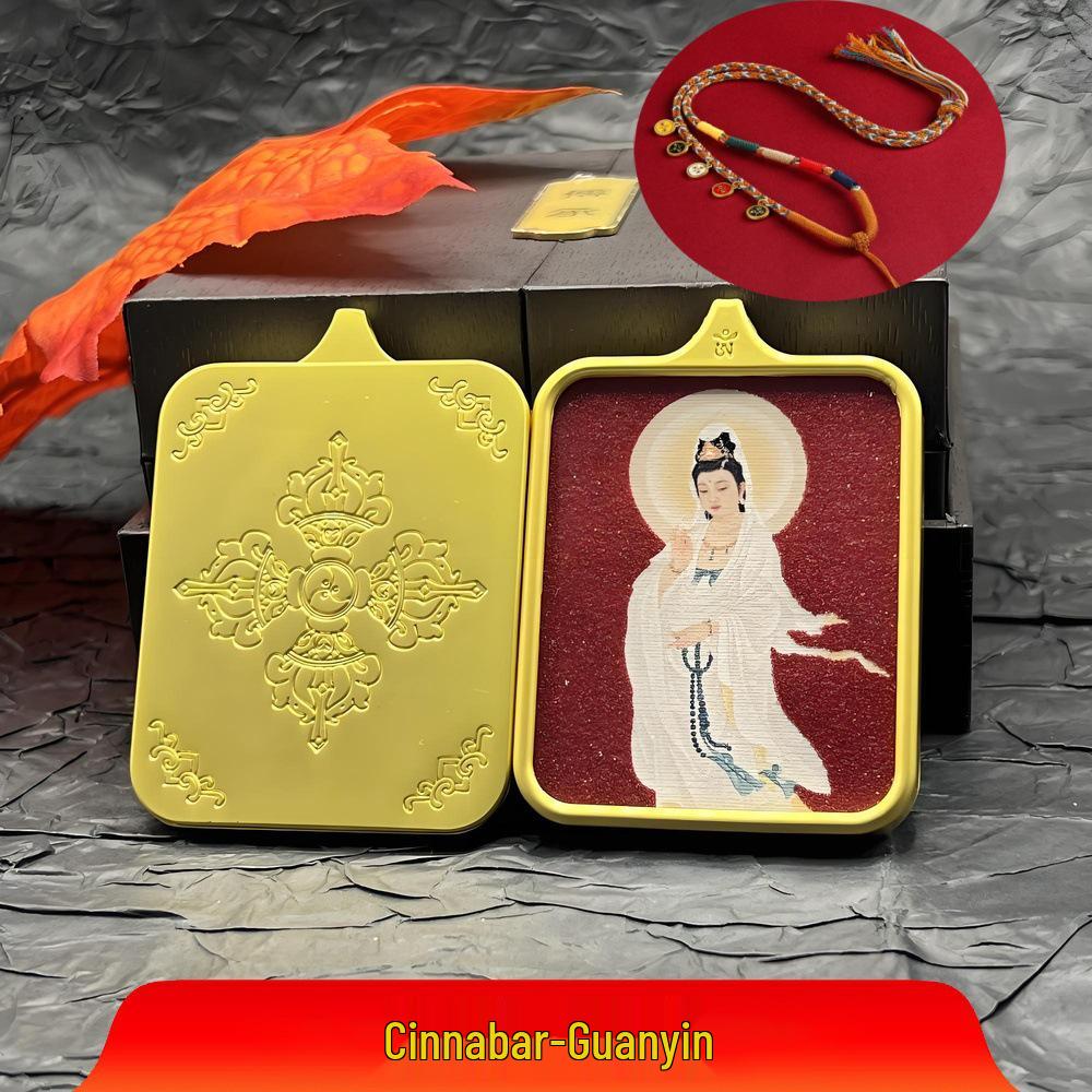 Putuoshan Guanyin Pendant Necklace: Nanhai Guanyin Thangka for Blessing with Child, Bodhisattva Jewelry.