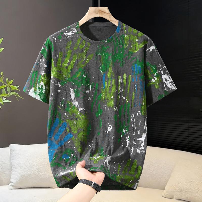 Nadměrná velikost 6XL-13XL Módní pánské malované tričko Letní oversized topy Ležérní poškozené tričko s krátkým rukávem Letní oblečení