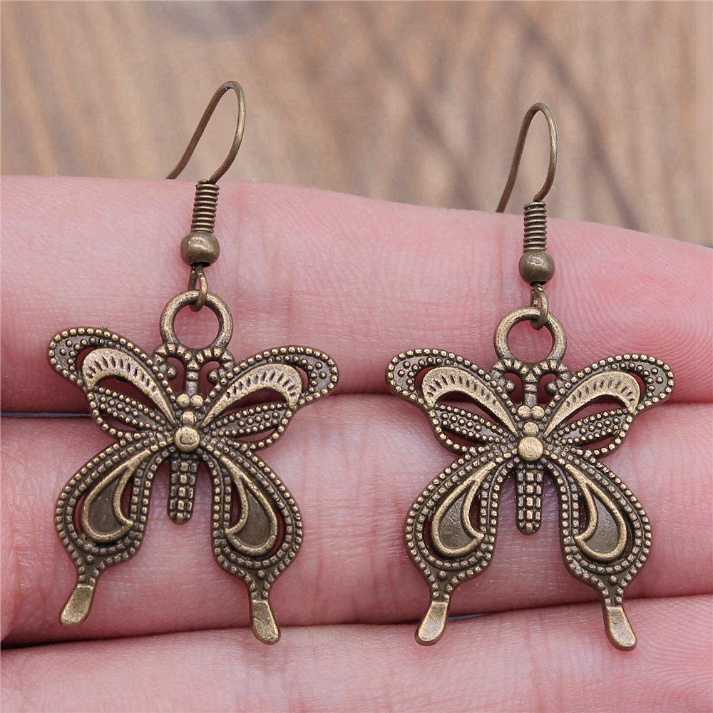 Hängeohrring Libelle Schmetterling Vintage Schmuckzubehör Ohrringgröße 18x19mm QE009