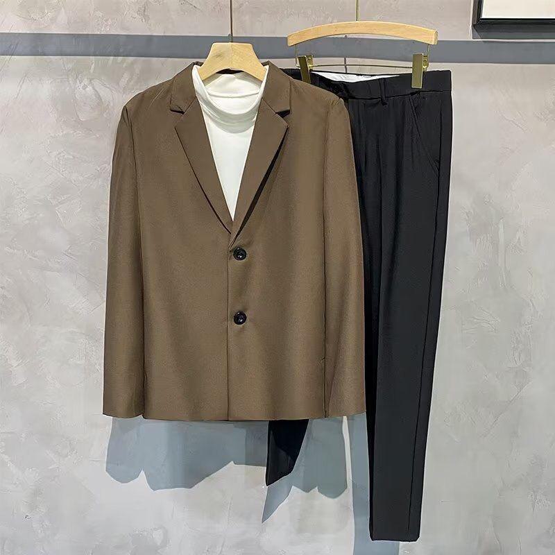 Men's Slim-Fit Casual Blazer - Spring, Korean Style, Versatile Solid Color.