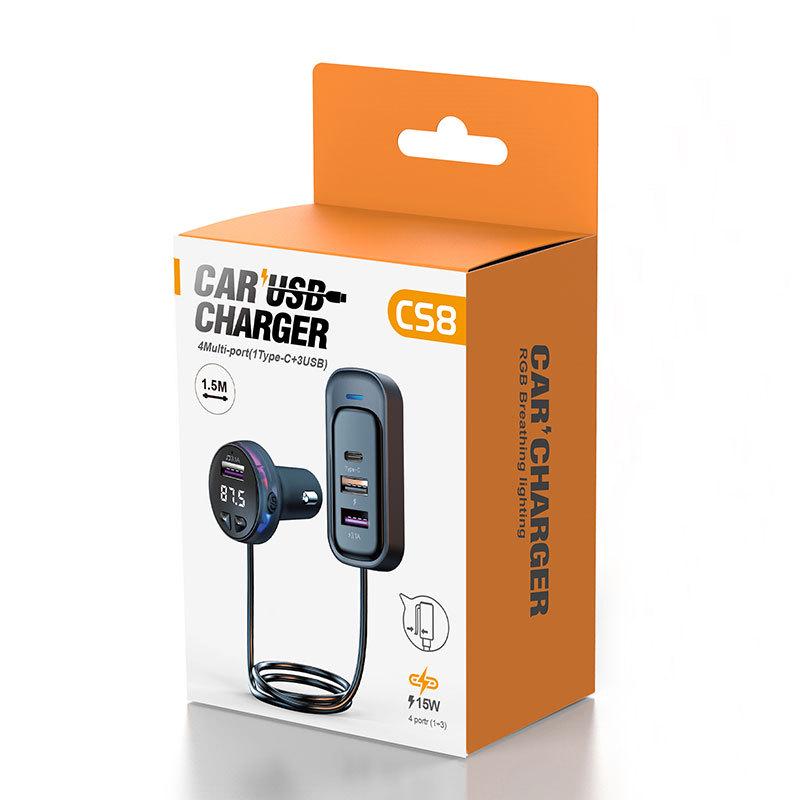 Multifunctional Rear Seat Car Charger with Bluetooth MP3 Player & FM Transmitter