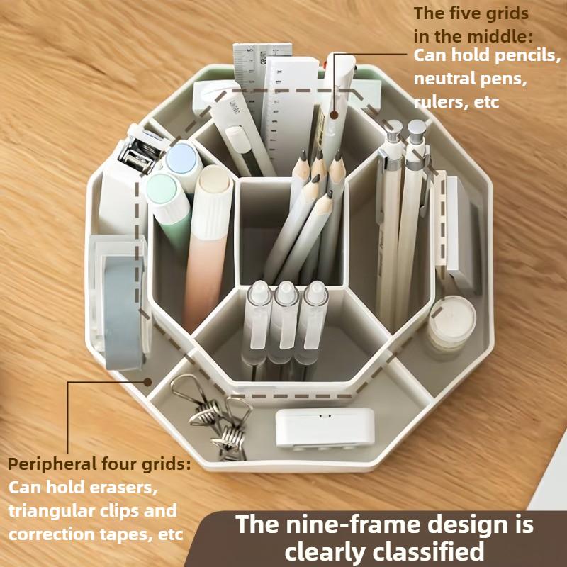 360 Degree Rotating Storage Box, Multifunctional Large Capacity Desktop Stationery and Cosmetics Storage Box, Office Pen Holder