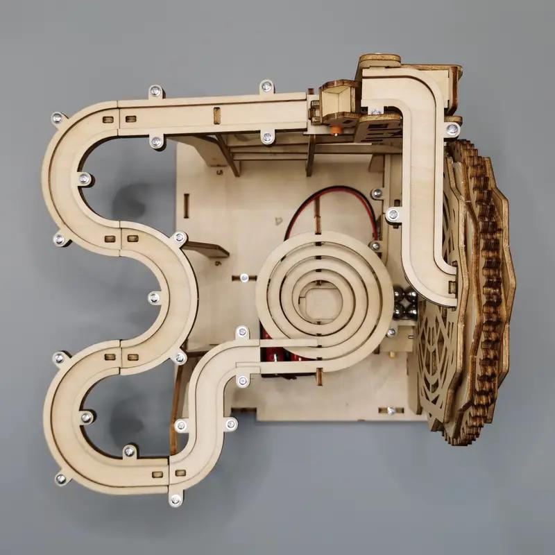 Drewniana Puzzle Kula 3D Tor Mechaniczna Puzzle Samozłożenie Zabawka Edukacyjna STEAM Modelarstwo Prezent dla Dzieci i Dorosłych