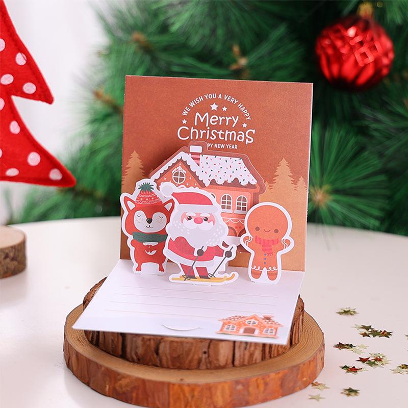 3D Christmas Pop-Up Greeting Card for Thanksgiving Holiday Blessings, DIY Christmas Eve, Handwritten Blank Card for Teacher Gift