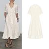 Summer New Women Clothes French Style Casual Bow Lace-up Embroidered Shirt Length Dress 4786137