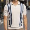 Amazon's New Men's Clothing Summer Striped Short-Sleeved Knitwear Slim Fit Lapel Casual Polo Shirt for Men Sy0095