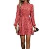 European and American crew neck pullover print long-sleeved dress
