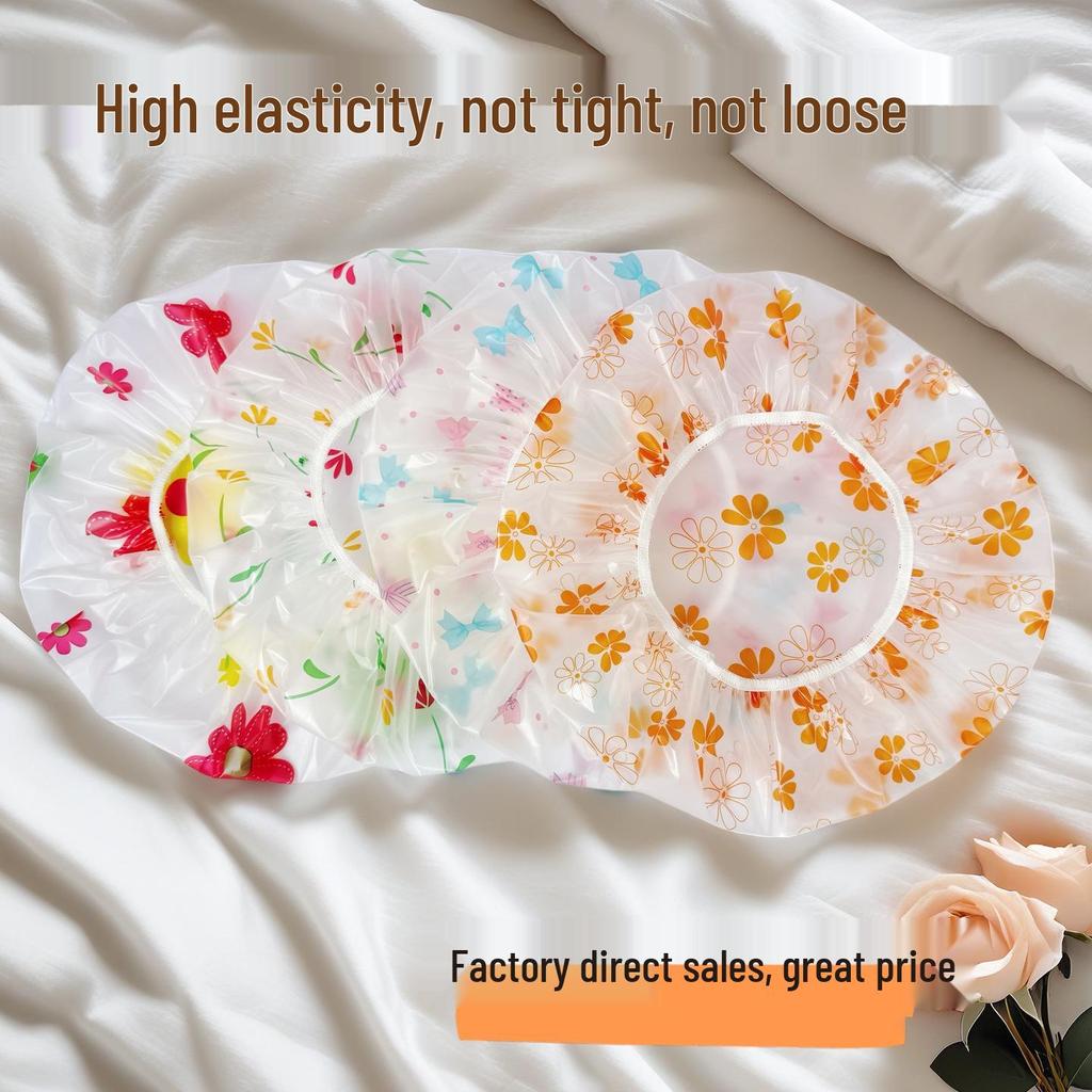 Adult Waterproof PEVA Thickened Shower Cap - Cute and Fashionable Design, High-Grade Printed.