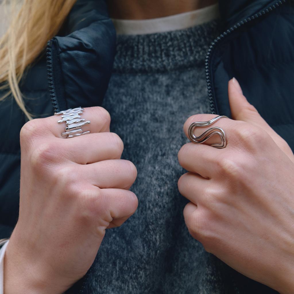 Yori New Waterproof Stainless Steel Finger Ring Personalized Metal Texture Rust Proof Charm Fashion Jewelry for Women