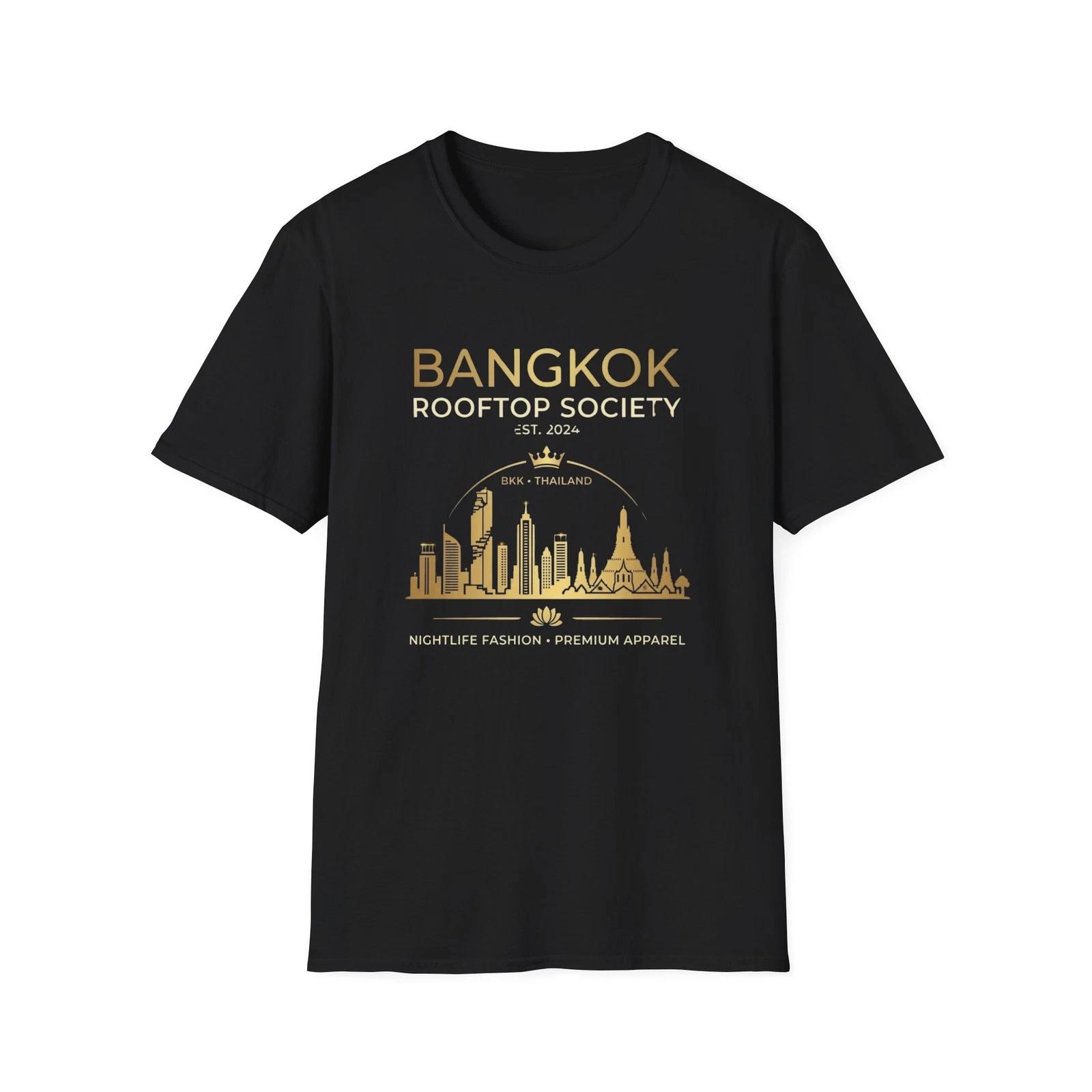 Bangkok Rooftop Society T-Shirt | Thailand Nightlife Skyline Shirt | BKK Travel 3XL