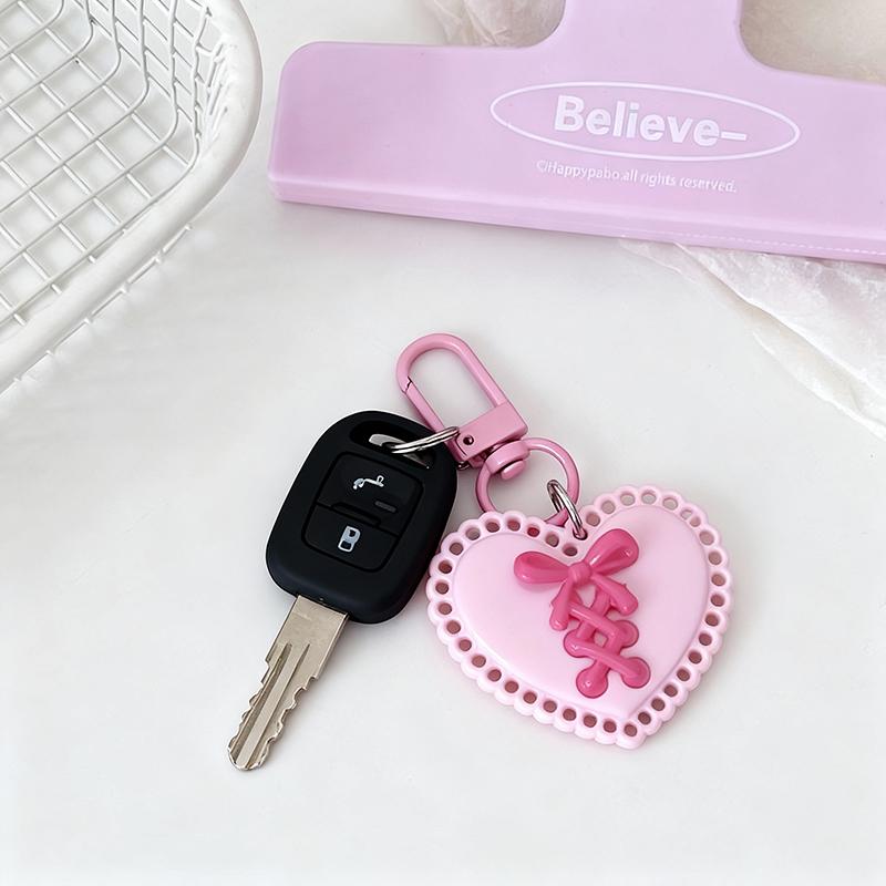 1PC Keychain Initial Pendant For Bags Backpacks Key Accessory Bowknot Creative Plastic Portable Heart Gift Colourful Lightweight