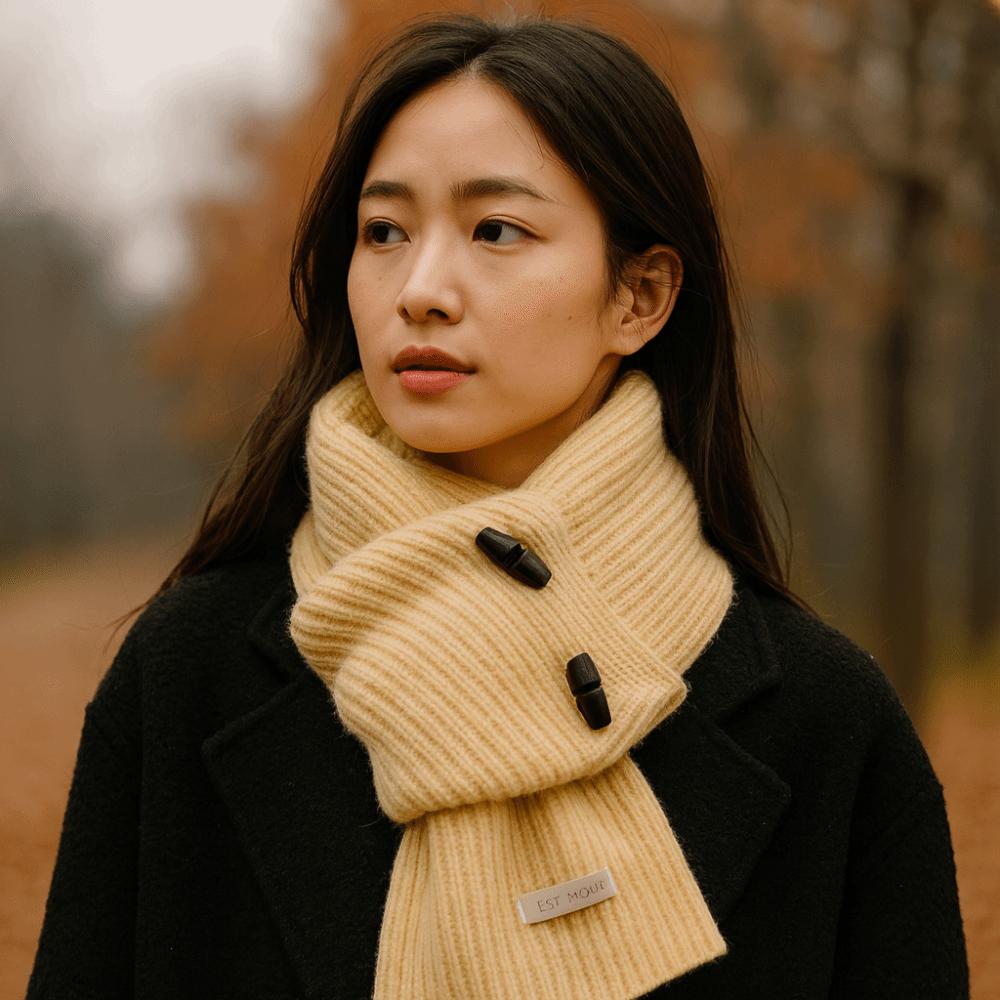 Solid Color Wool Knitted Scarf Thickened Women Winter Neckerchief Apparel Accessories