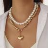 Pearl Love Pendant Necklace Sense Niche Clavicle Chain Titanium Steel Neck Chain Jewelry