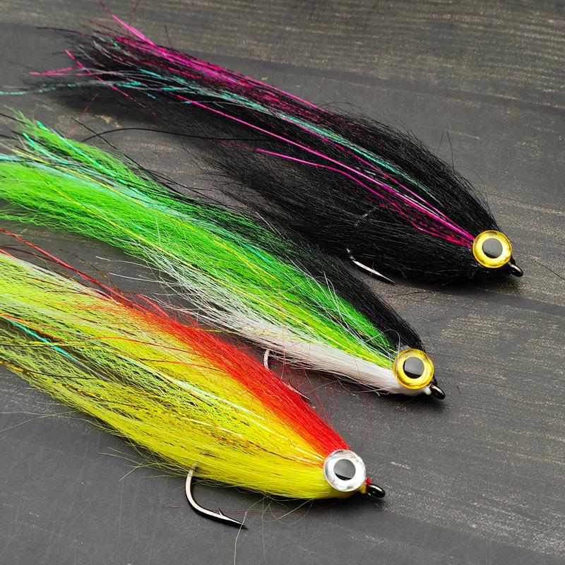 Saltwater Deceiver Fly Lure 4/0# Hook 7in 2.4g 3D Eyes Artificial Streamer Fly for Sea Fishing Bass GT Bonefish Salmon