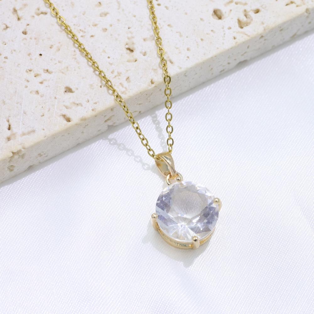 Simple Round Pendant Necklaces for Women Fashion Zirconia Necklace Wedding Party Jewelry Accessories