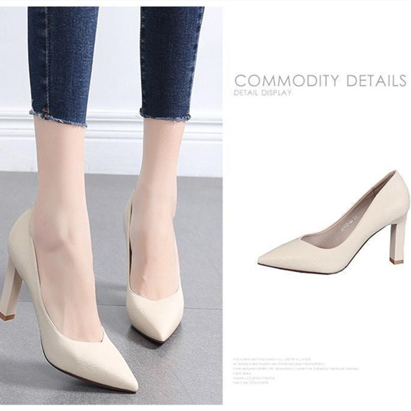 Damen spitze Zehenpartie hohe Qualität Stiletto-Absatz Schuhe für die Arbeit Dame Mode Komfort Frühling & Sommer schwarze High Heel Schuhe ab238