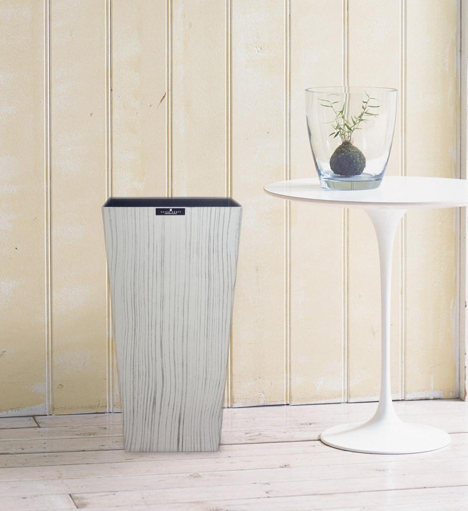 TATSU-CRAFT Wood Grain Dustbin, Large, Gray Pine, 9.5L, Stylish Wooden Trash Can, Lidless, Kitchen, Brown, Pail, Large, Lidless Trash Can, Slim,