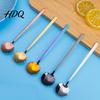 Long Handle Stainless Steel Spoons 304 Lace Dessert Spoon Coffee Stirring Spoon Reusable Kitchen Stirrers for Cafe Kids Metal Teaspoon Home