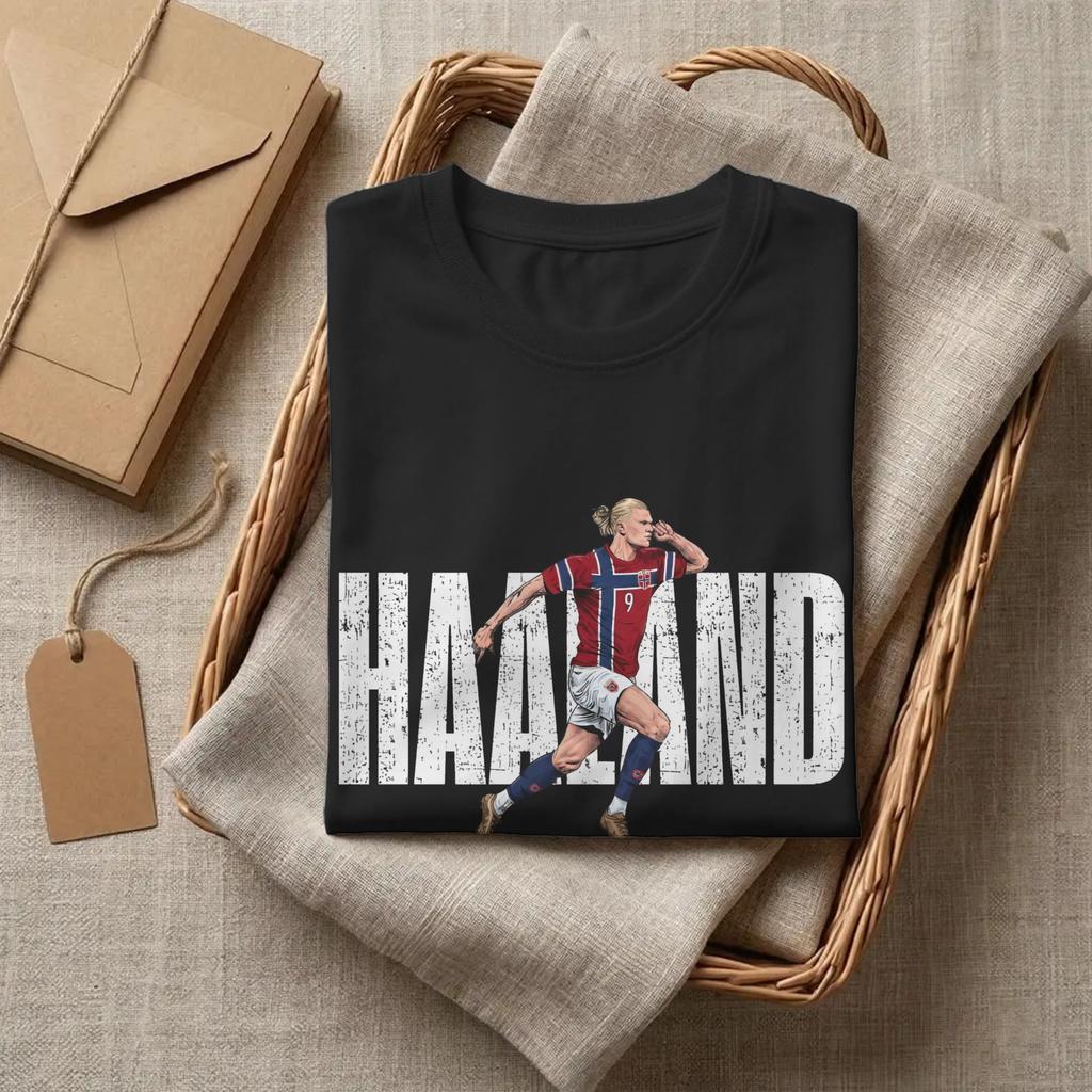 Haaland Norway Soccer TShirts Unisex Unisex Crazy 100 Cotton Tees Round Collar Short Sleeve T Shirt Plus Size Clothes