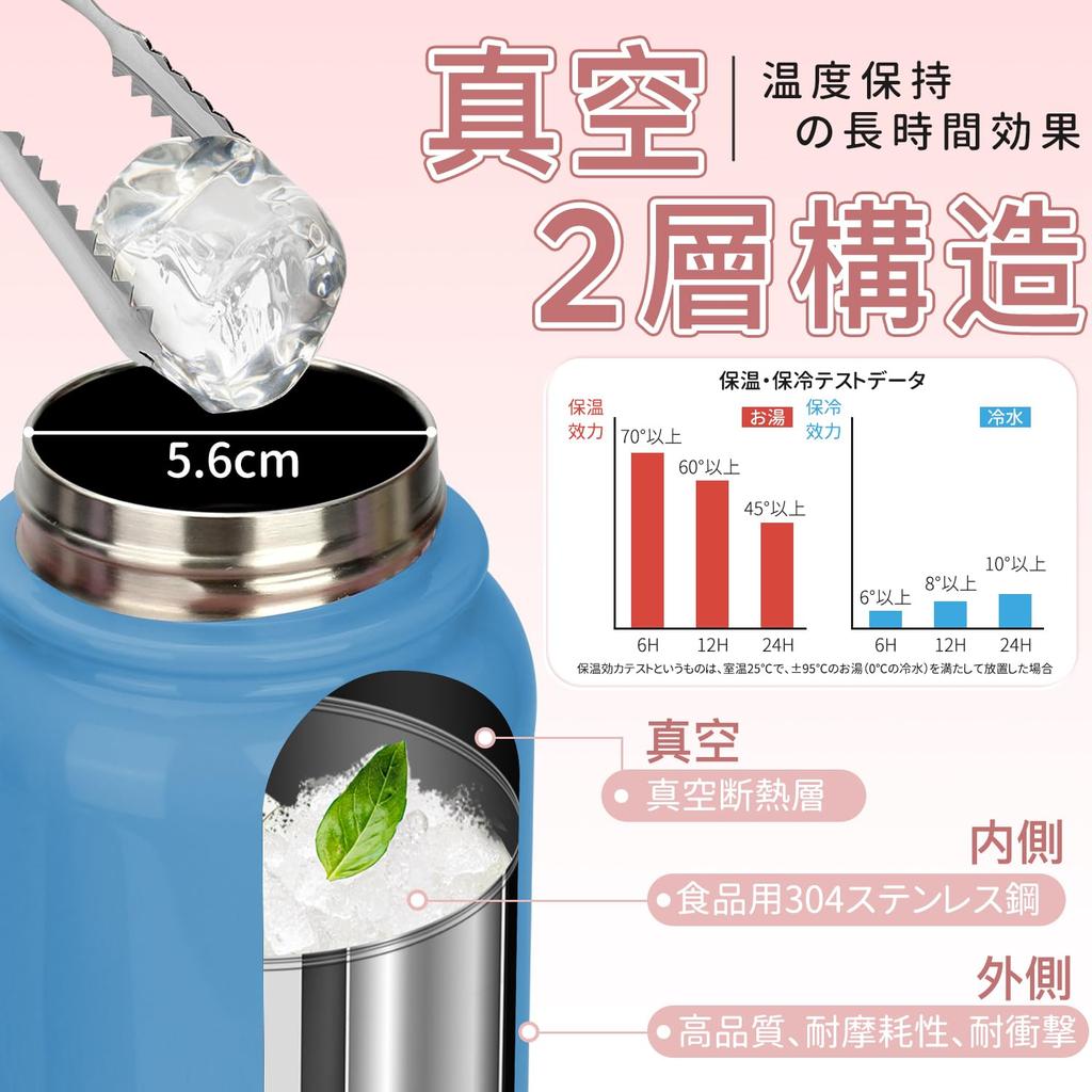 TYESO Vacuum Insulated Sports Water Direct Wide with for Adults and Available in 8 Colors Bottle, 1050ml/1200ml, Insulated, Drinking, Mouth, Handle,