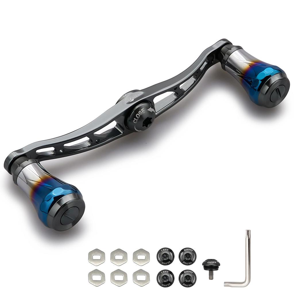 HEIGHTEN Bait Reel Handle for Abu Aviation Aluminum Aurora Series Dark V2.0 90mm/105mm/115mm Shimano, Daiwa, Garcia, (V2.0-115mm - Gray) (0081)