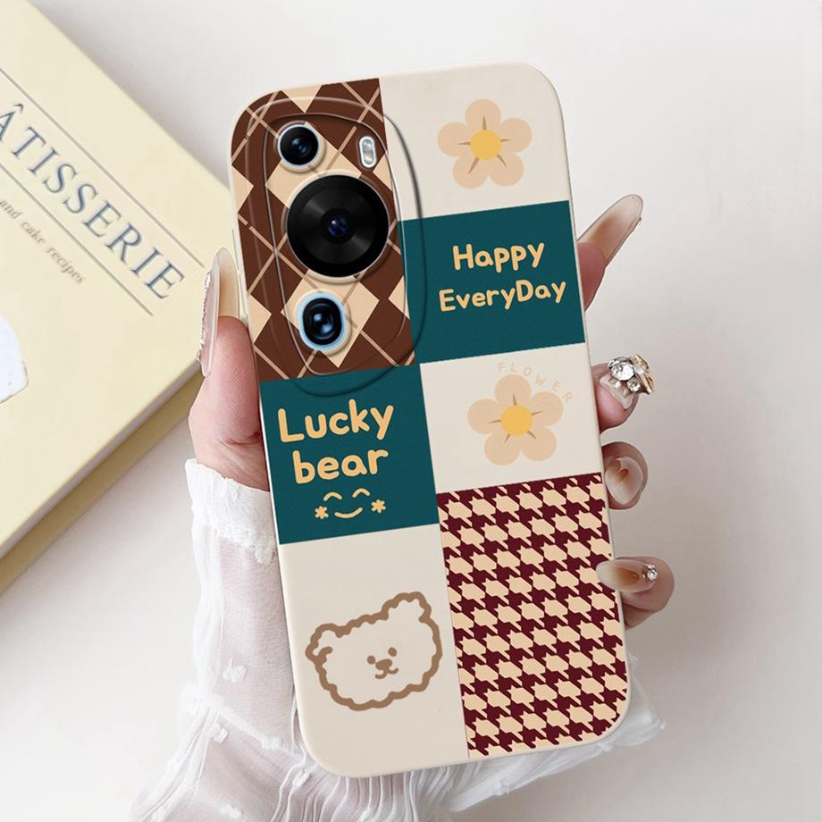 For Huawei P60 Art / P60Pro / HuaweiP60 Case Liquid Silicone Soft TPU Back Cover Phone Funda Gothic Black Night Bumper Panda Bag