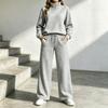 Women's High Neck Loose Fit Long Sleeve Sweatshirt and Wide Leg Pants Tracksuit Set