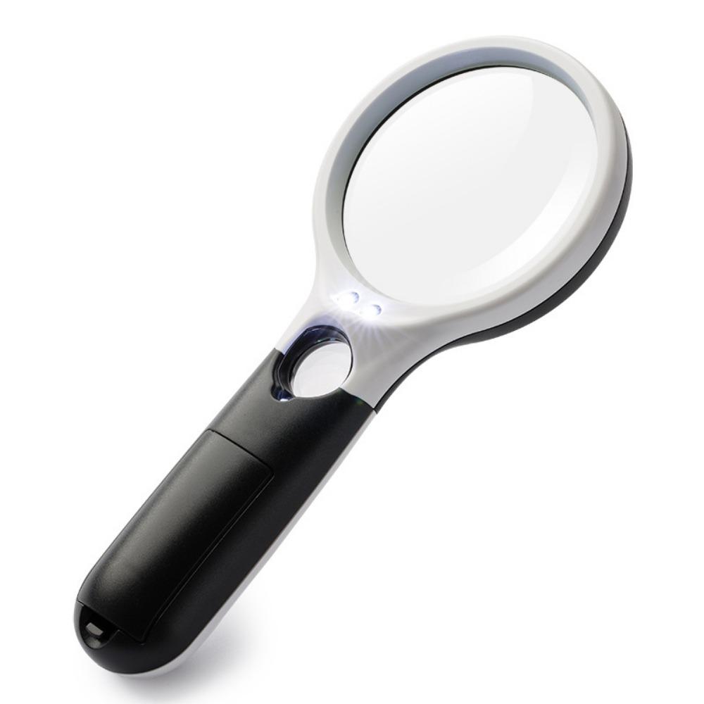 1PC handheld magnifying glass 45 times double lens reading elderly portable large mirror high definition strong light LED