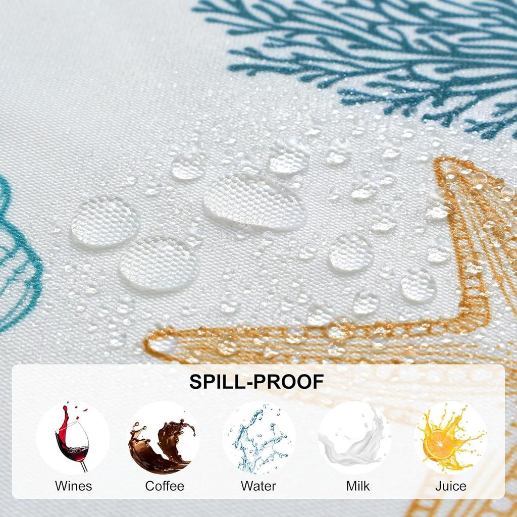 Summer Nautical Ocean Starfish Rectangle Tablecloth Table Decor Washable Waterproof Kitchen Dining Table Cloth Party Decor