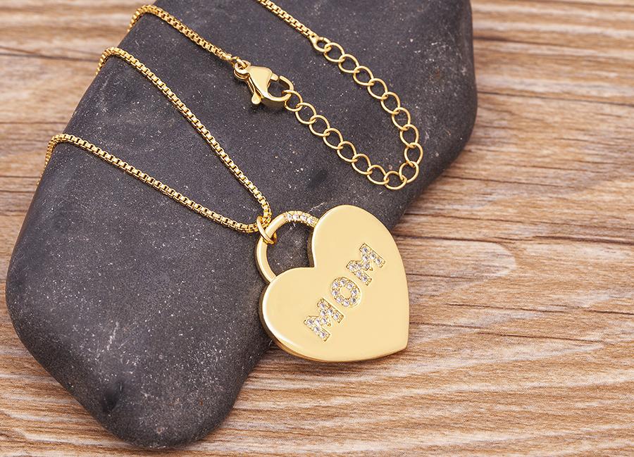 Nidin Ins Fashion New Creative Design Zircon MOM Letter Heart Shape Necklace Personalized Jewelry Party Accessories Gift
