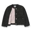 The Coffee Bean   Tea Leaf Black Tweed No Collar Jacket Ba12jk01bk