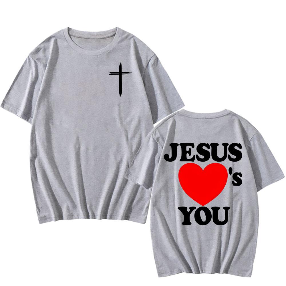 Christian Bible Verse 2025 New Tshirts Jesus Loves You T-shirt Round Neck Summer Cotton T Shirt Men Women Clothing Tee