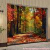 2D plane, 1 piece of autumn forest path background fabric, suitable for party and anniversary decoration