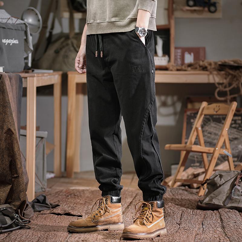 Men's casual pants spring new Korean version trendy brand loose cotton leggings overalls men's clothing ruffian handsome Harlan pants