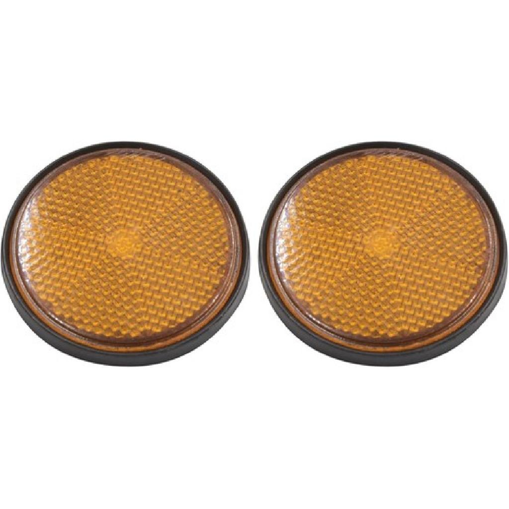 2Pcs 2.2 Inch Dia Motorcycle Scooter ATV Round Reflective Reflectors Orange B