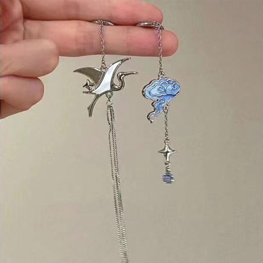 Retro Kran Haarstab Nadeln Klassisch Elegant Legierung Quasten Haarnadel Langes Haar Frauen Hochzeit Hanfu Haarschmuck