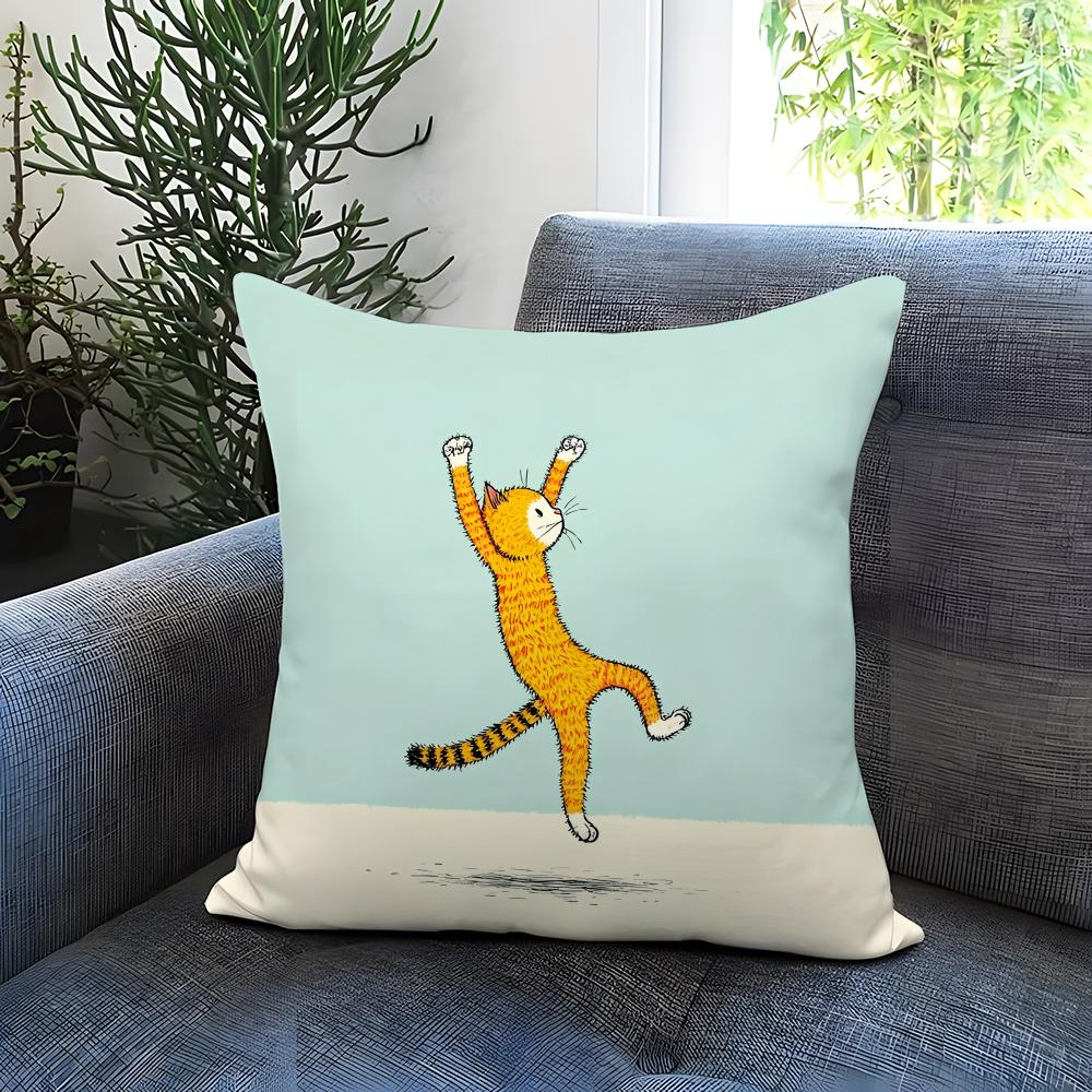 Hot NNaughty cated Cushion Cover Comfortable Reversible Pillow Cover Ideal for Car Sofa Bedroom  Beyond