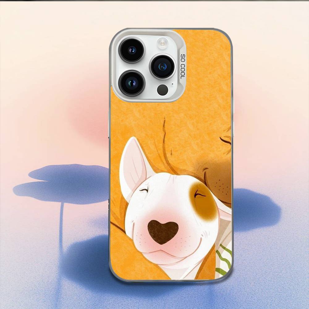 Funny Bull Terrier Dog Phone Case For iPhone 16,15,14,13,12,11,Mini,Pro,E,MAX White Candy Matte Shockproof Cover