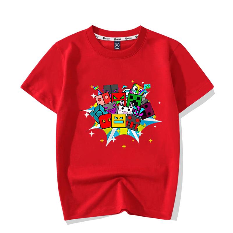 New Personalized Expression Printed Children's Cotton Short Sleeved Summer Boys and Girls Round Neck Cute T-shirt Clothing Gift