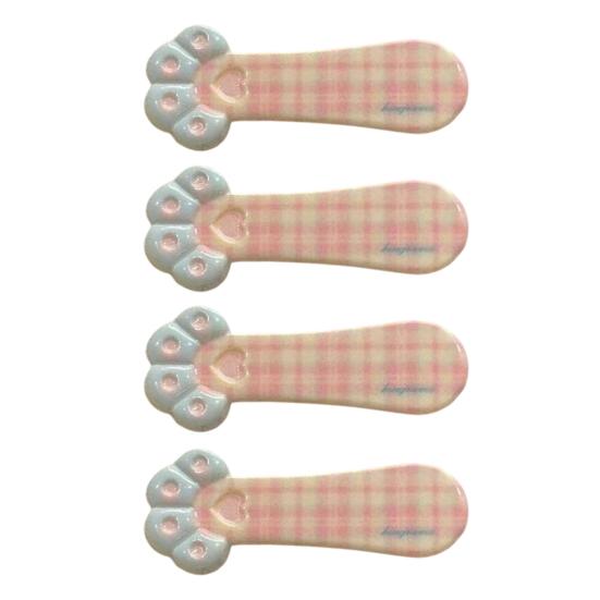 Girl Hairpin Plaid Pattern Cat Paw Shape Hair Clips Stable Clamping Force