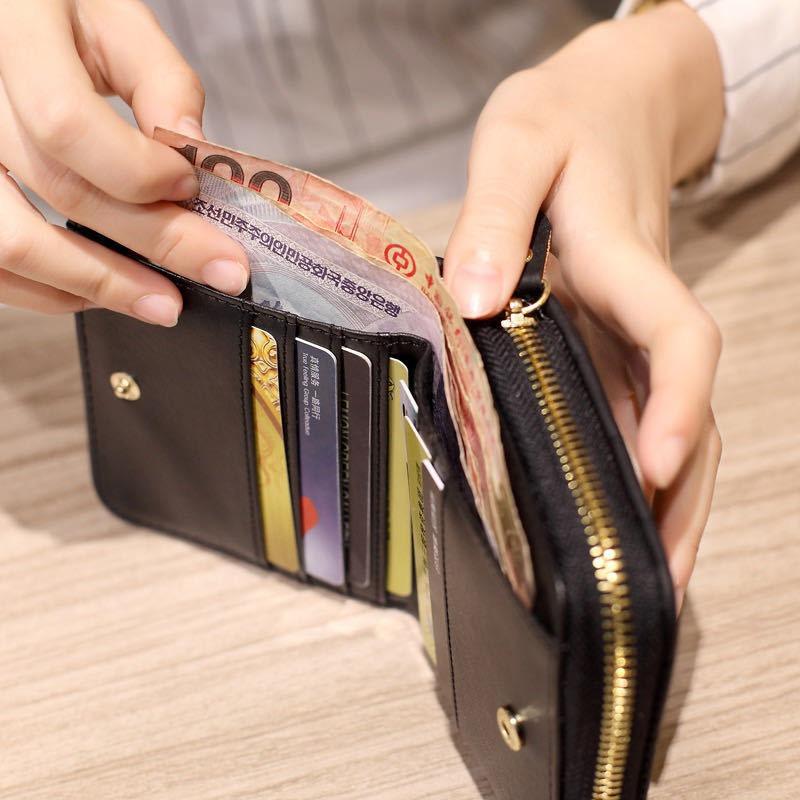 Women Fashion Zipper Small Wallet Coin Short  Purse PU Leather Plaid Purses Ladies Cute Mini Students Pocket Small Card Pack New