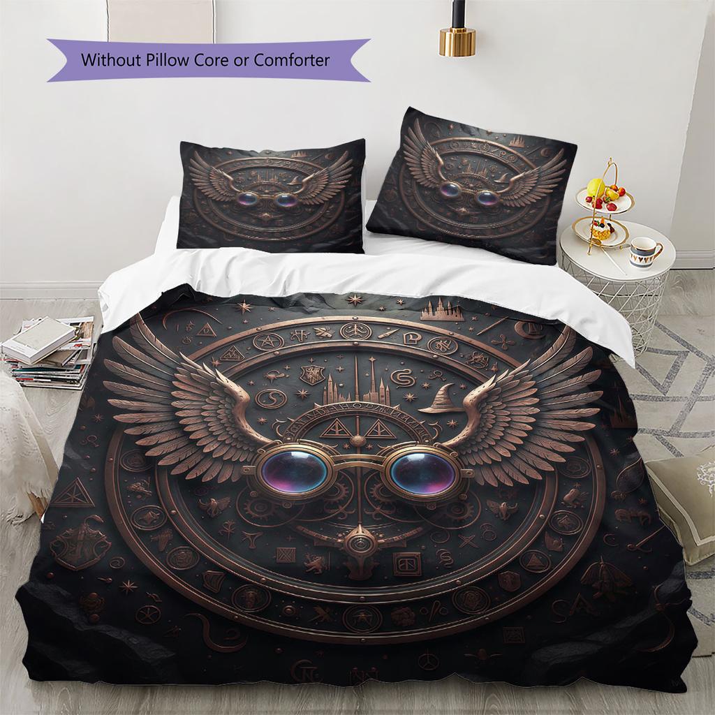 MagicGlasses Pattern Bedding Quilt Set Quilt Cover Pillowcase Home Decoration Birthday Gift (1 * Duvet Cover + 2 * Pillowcase, Without Core)