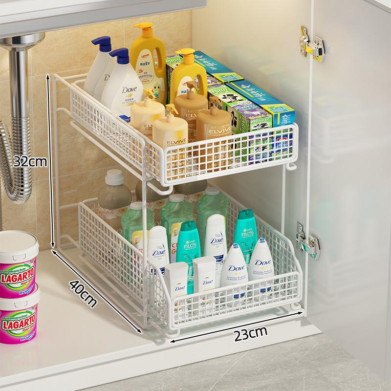 Under-Sink Multi-Tier Pull-Out Organizer Rack for Bathroom Vanity Cabinet