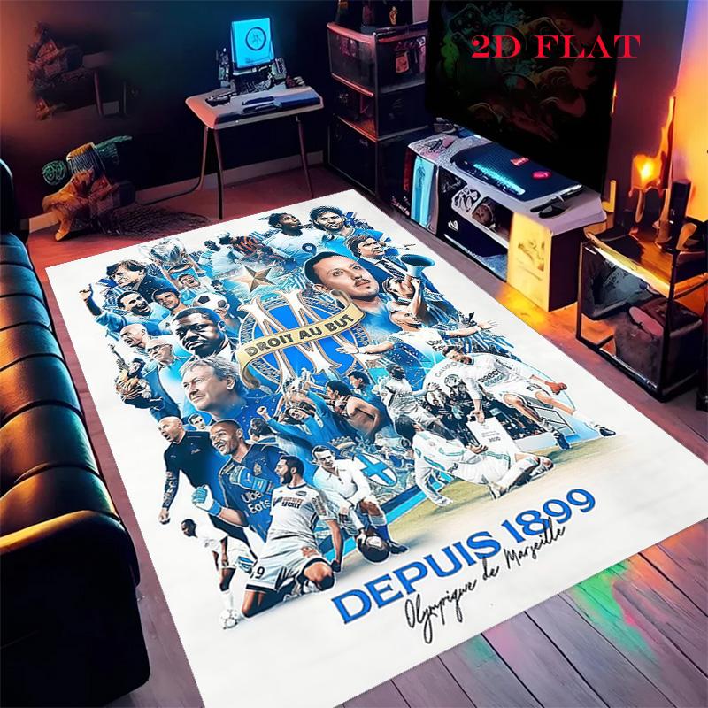 Olympique de Marseille Carpet Rug for Living Room Bedroom Home Sofa Decoration,Kids play Nonslip Floor Mat