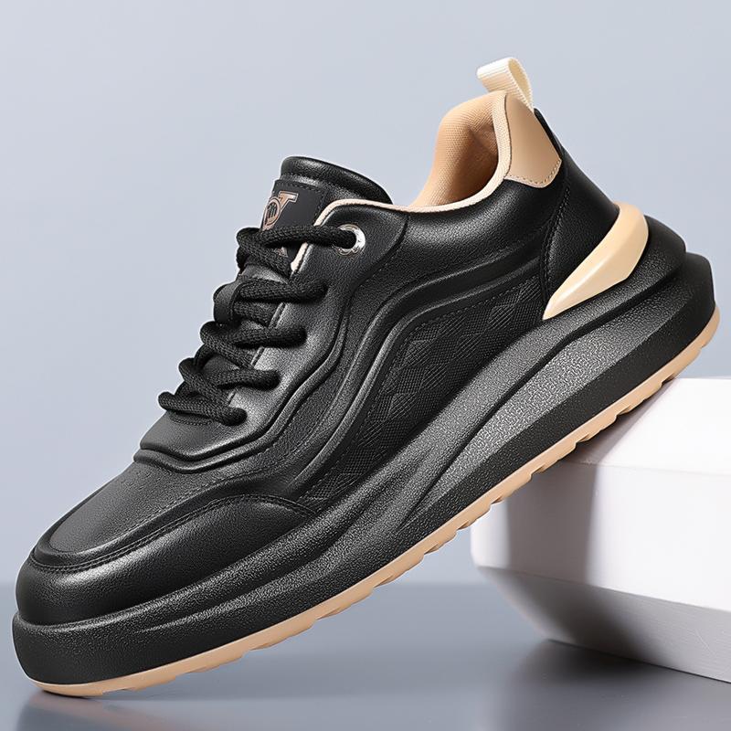 

Мужская кожаная обувь, деловая повседневная обувь, мужская дышащая и легкая, мужская обувь с кожаным лицом в британском стиле 44 чёрный