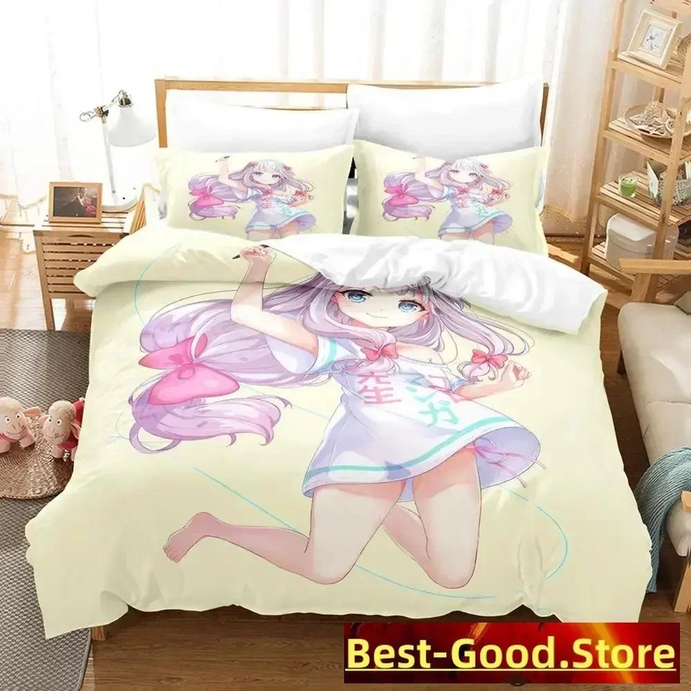 New Sagiri Izumi Bedding Set Cartoon Anime Three-Piece Set Adult Kid Bedroom Duvetcover Sets 3D Kawaii Girls
