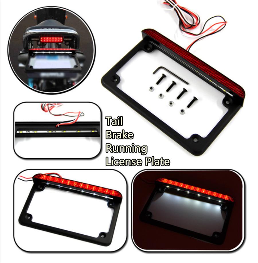 Universal Motorcycle Frame Side Mount LED Tail Light Brake Running License Plate