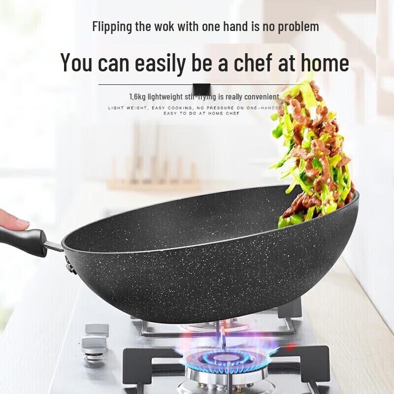 Supor Maifan Stone Non-Stick Wok with Lid