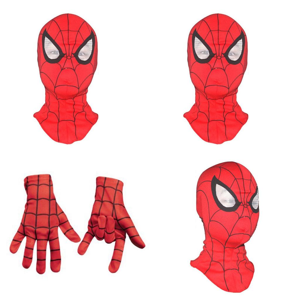 Vibrant Kids Spiderman Mask Full Head Cosplay With Soft Gloves For Halloween Fun