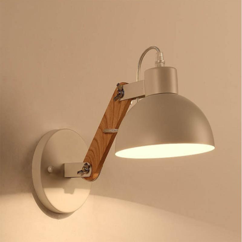 LED Wall Lamp Hotel Night Decor Night Lamp For Bedroom Retro Iron Wall Hidden Wooden Wall Kinkiet